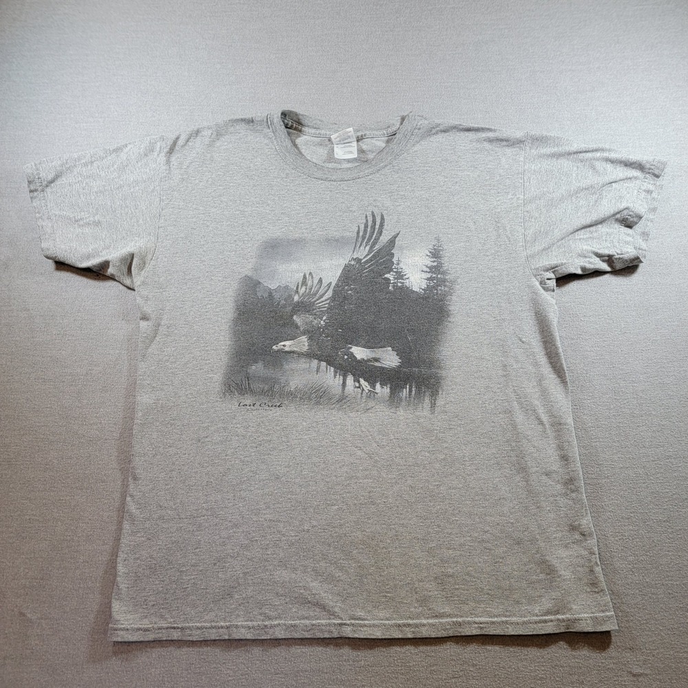 Lost Creek Outfitters Graphic T-Shirt Mens L Gray Good Eagle Nature Print